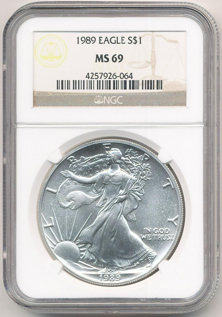1989 AMERICAN SILVER EAGLE NGC MS69 (1 of 2)