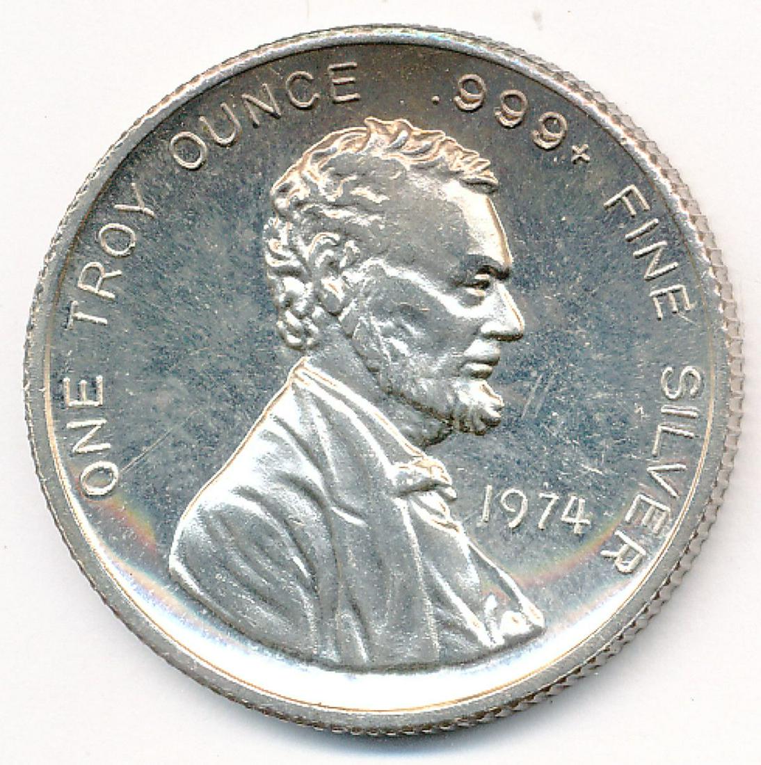 RARE 1 OZ 1974 LINCOLN SILVER MINT (1 of 2)