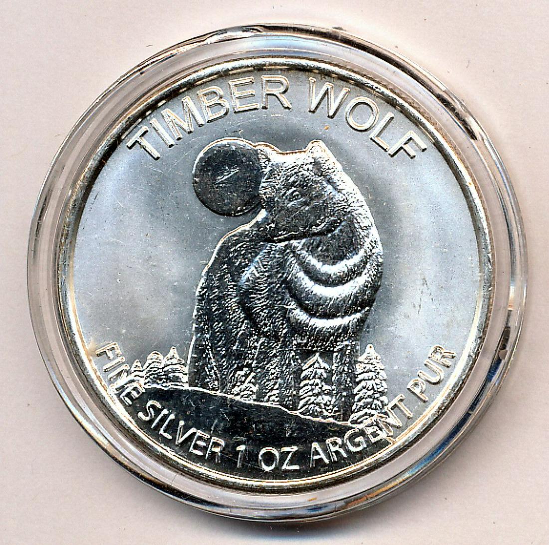 RARE 1 OZ TIMBER WOLF ARGENT PUR FINE SILVER: WINNER SHALL RECEIVE THE EXACT COIN SHOWN HERE