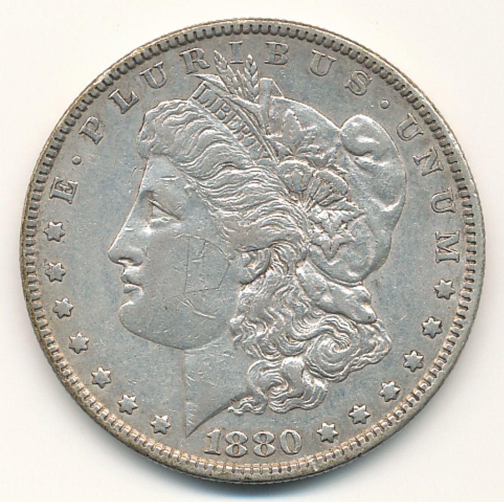 1880-O MORGAN SILVER DOLLAR AU DETAILS (1 of 2)