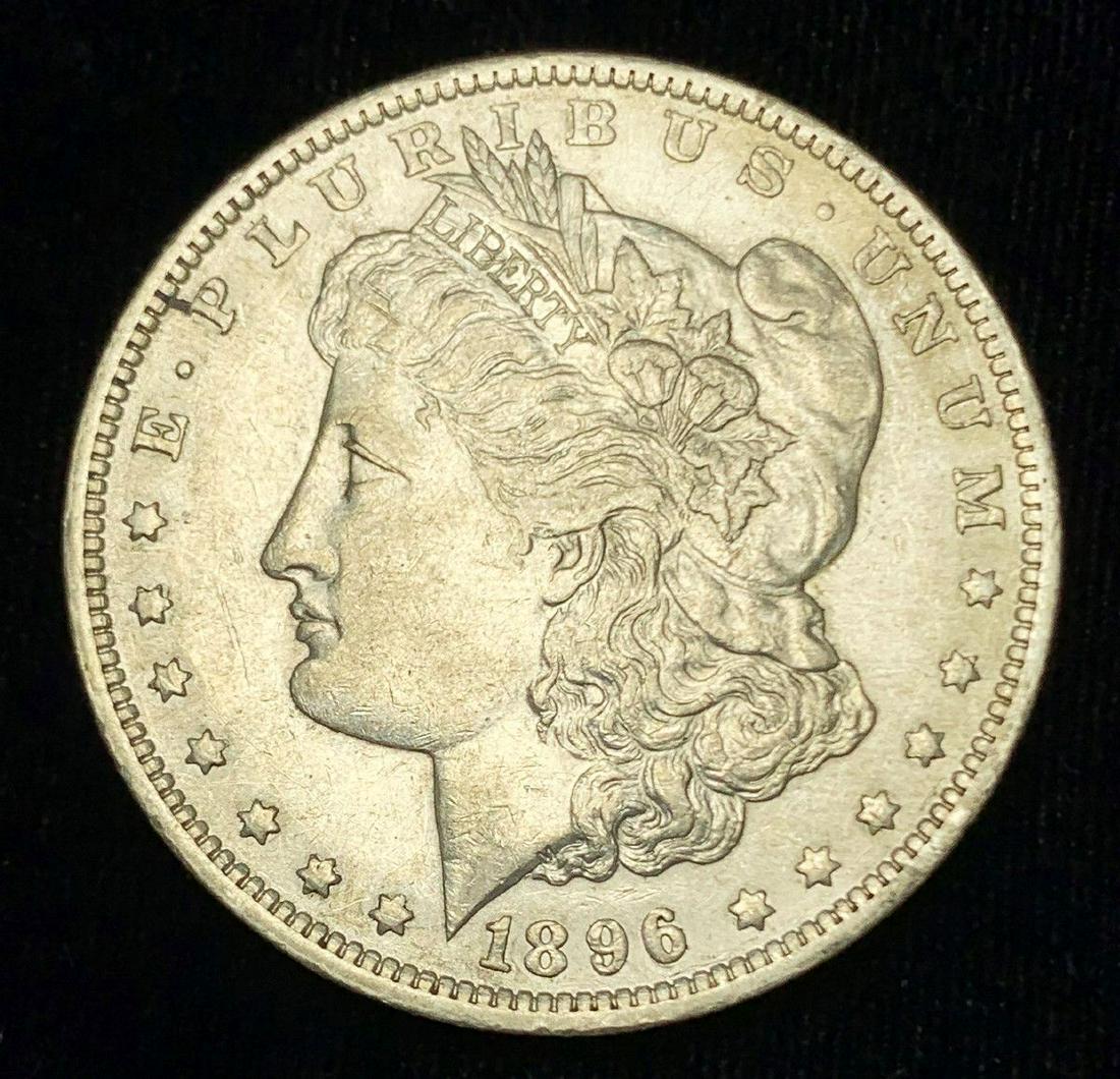 1896-O MORGAN SILVER DOLLAR AU+ (1 of 2)