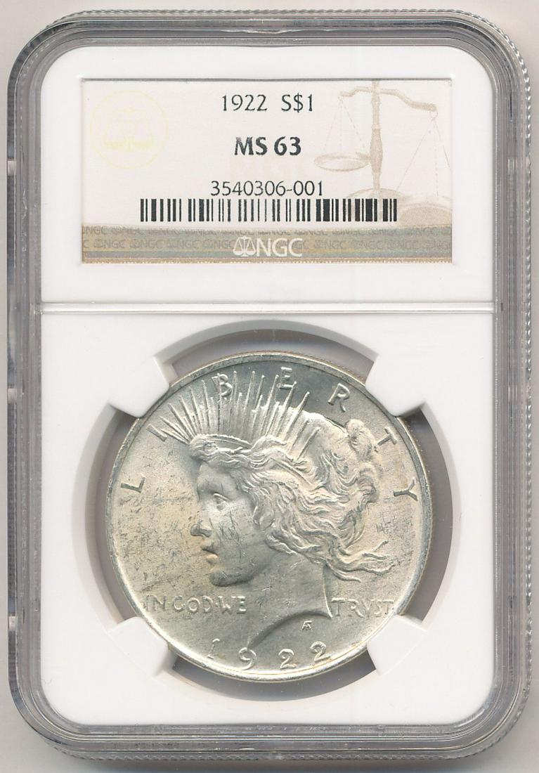 1922 NGC MS63 PEACE SILVER DOLLAR (1 of 2)