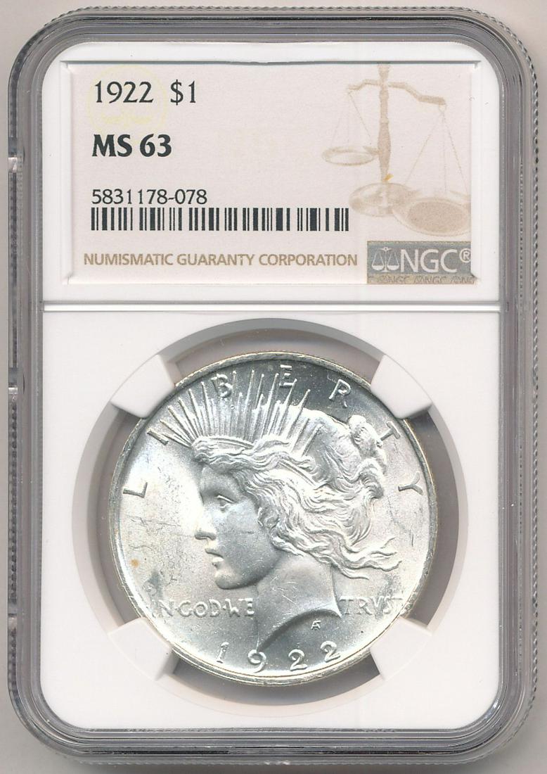 1922 NGC MS63 PEACE SILVER DOLLAR (1 of 2)