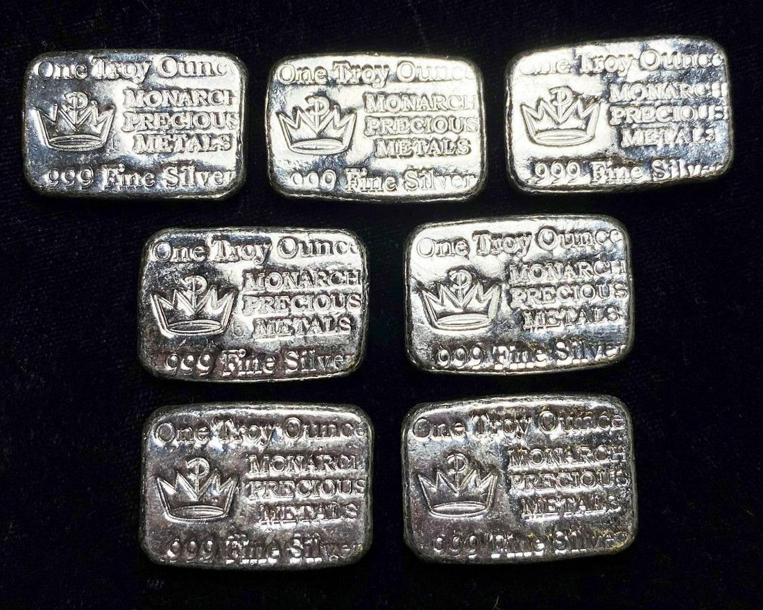 (7) VINTAGE 1 OUNCE SILVER BARS (1 of 2)