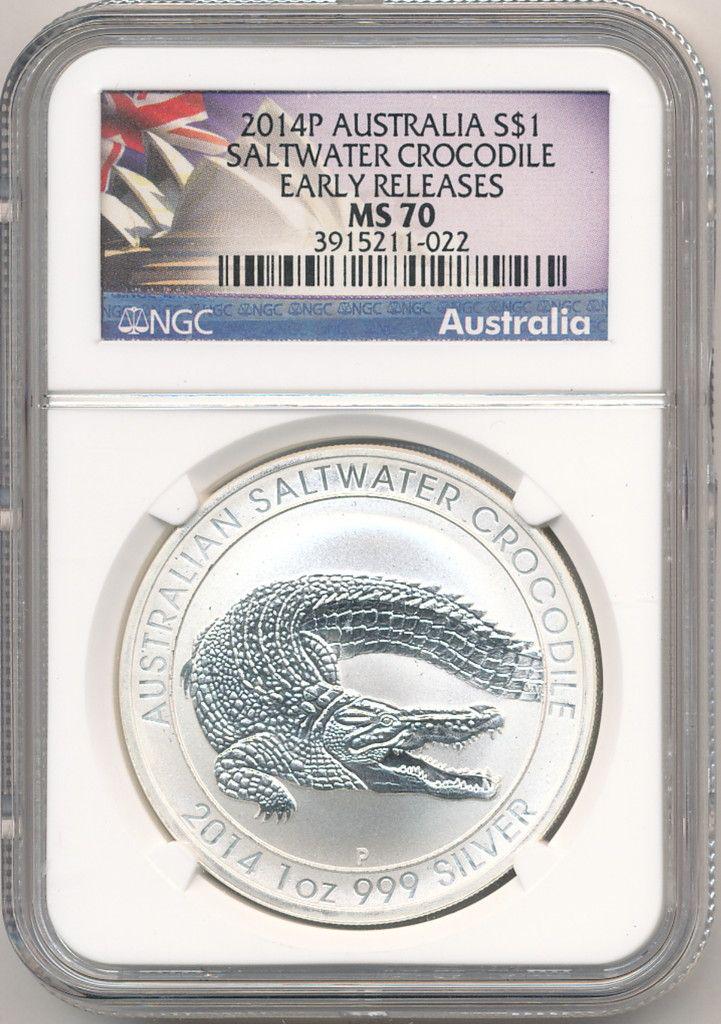 2014-P AUSTRALIA SLVR $1 SALTWATER CROCODILE NGC MS70 (1 of 2)
