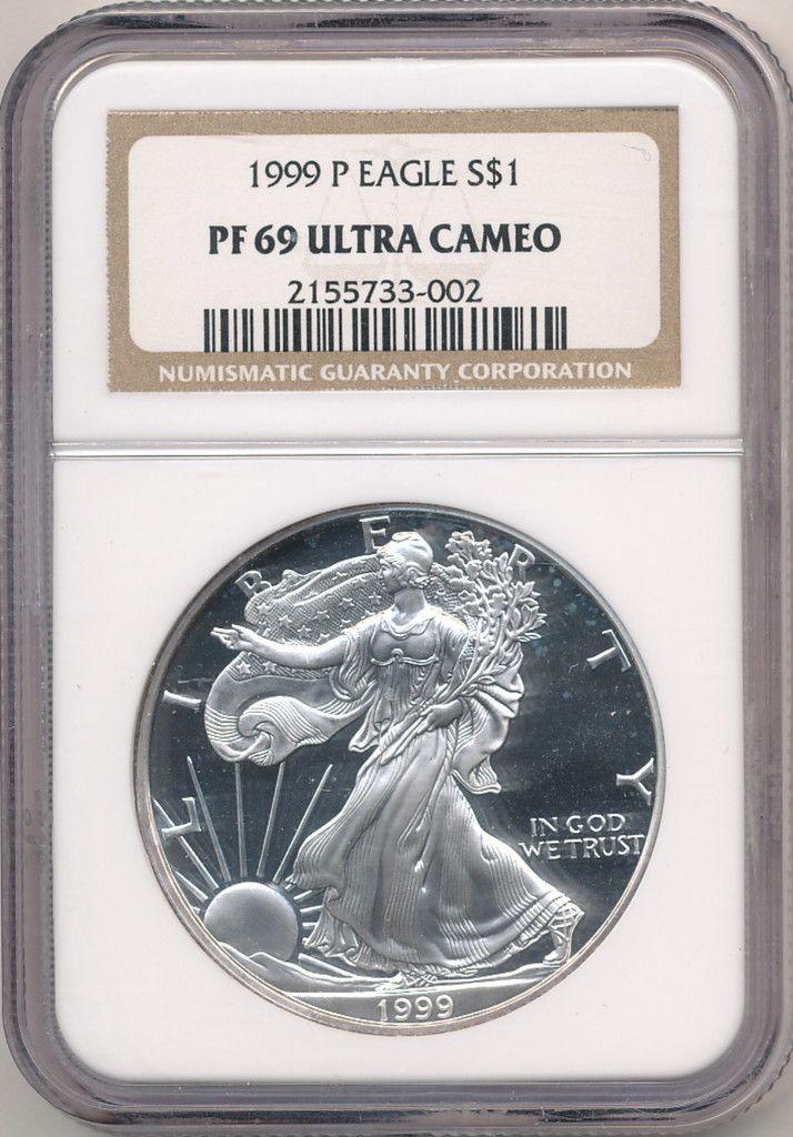 1999-P AMERICAN SILVER EAGLE NGC PF69 ULTRA CAMEO (1 of 2)
