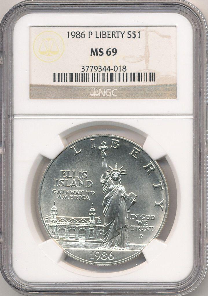 1986-P STATUE OF LIBERTY SILVER DOLLAR NGC MS69: WINNER SHALL RECEIVE THE EXACT COIN SHOWN HERE