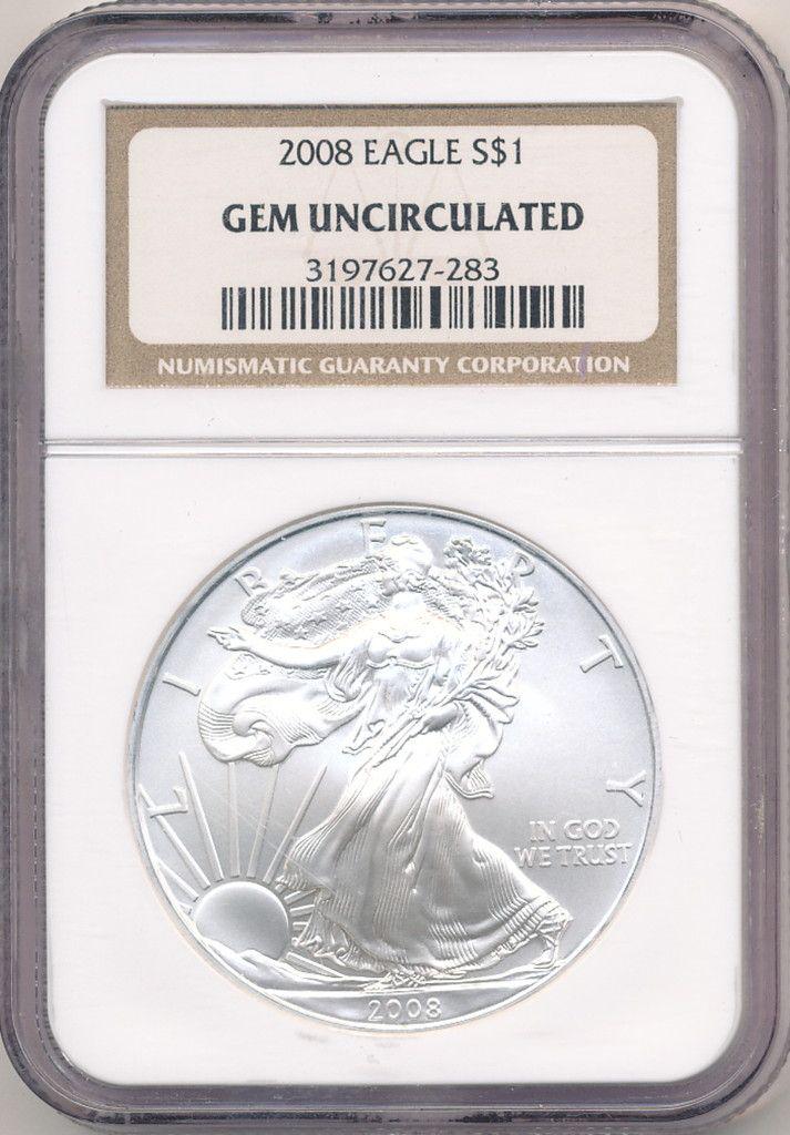 2008 AMERICAN SILVER EAGLE GEM UNCIRCULATED NGC (1 of 2)