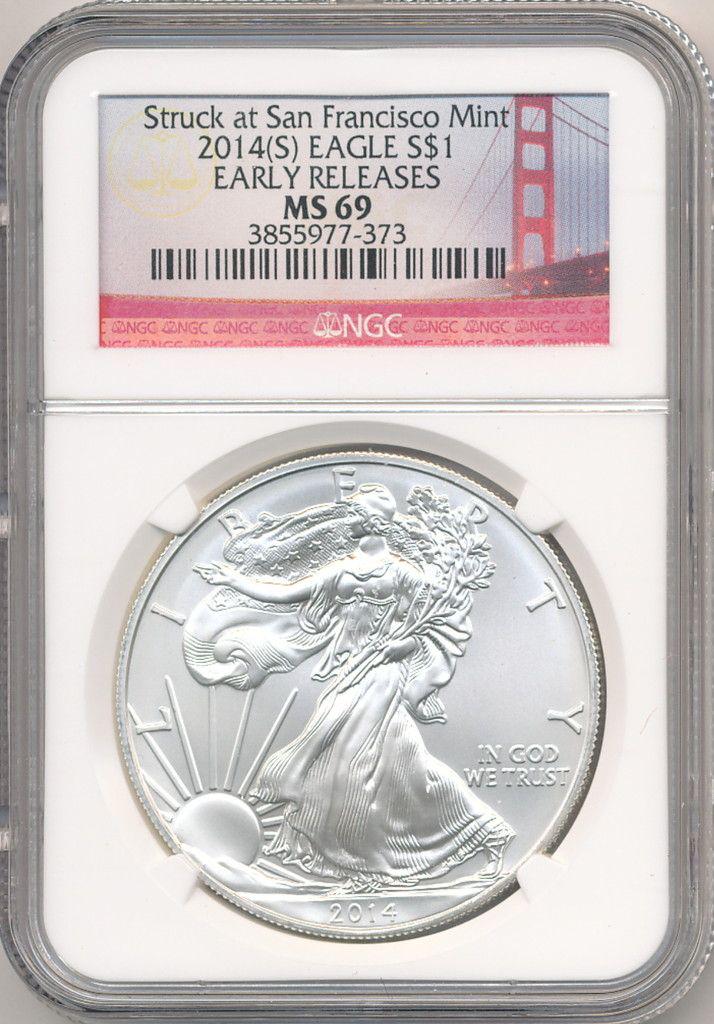 2014-S AMERICAN SILVER EAGLE EARLY RELEASES NGC MS69 (1 of 2)
