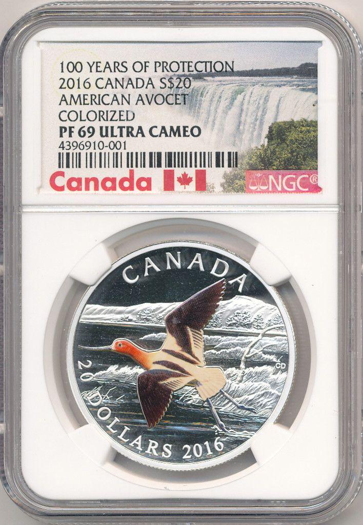 2016 CANADA SILVER $20 AVOCET COLORIZED NGC PF69 U.C. (1 of 2)