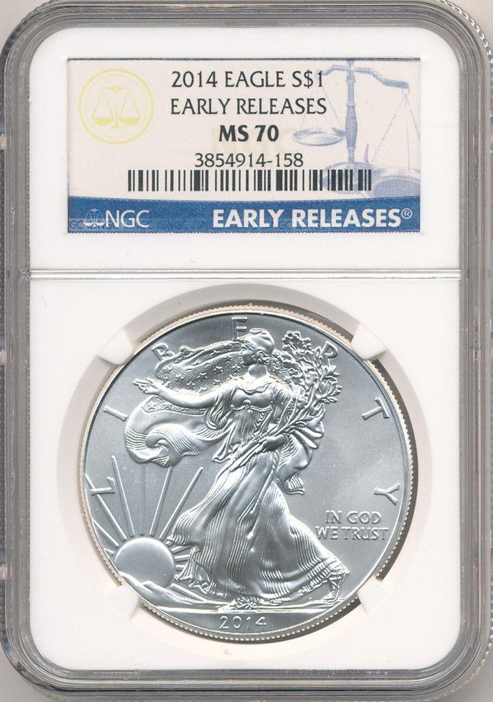 2014 AMERICAN SILVER EAGLE EARLY RELEASES NGC MS70 (1 of 2)