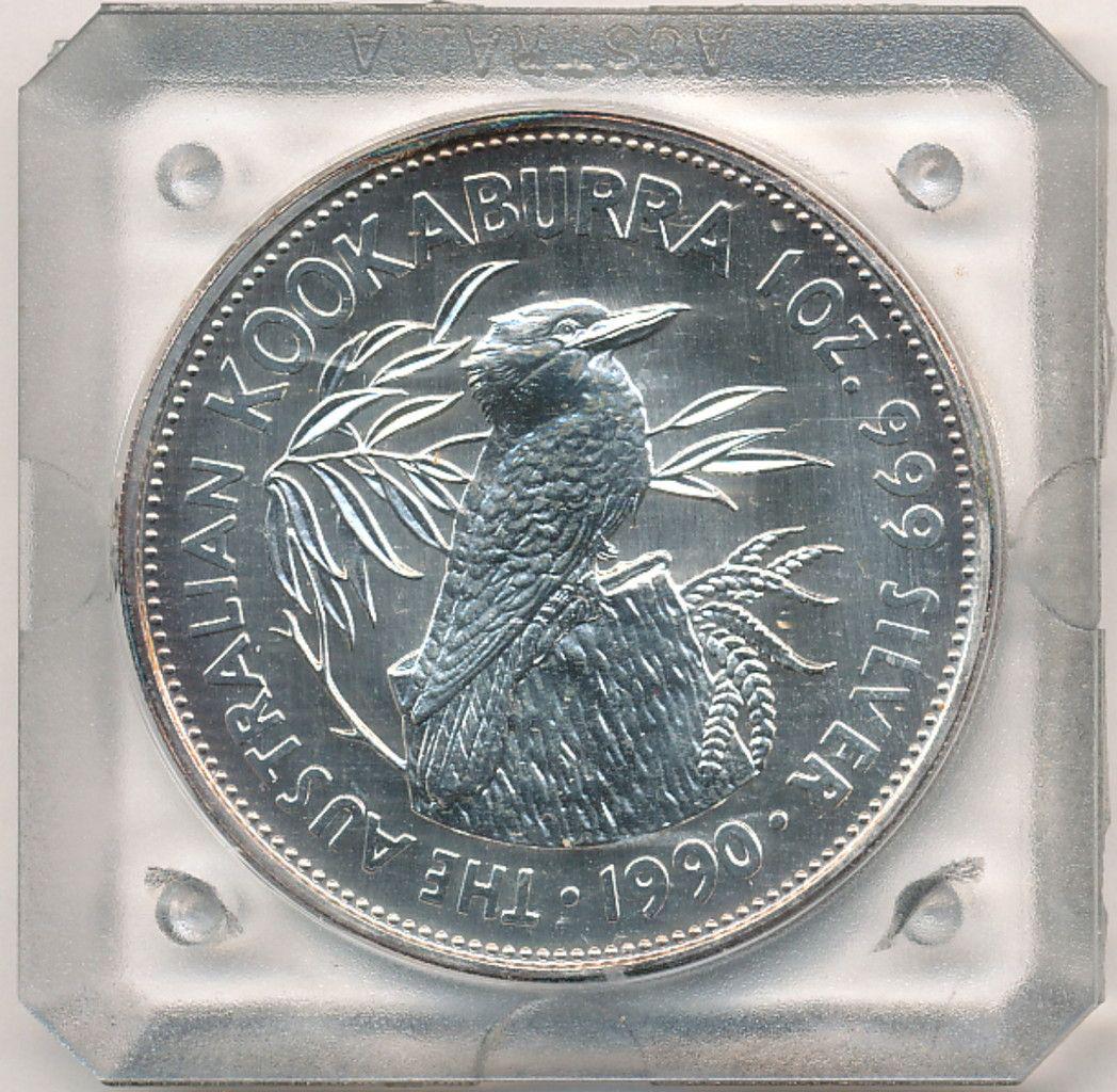 1990 (1) OZ. AUSTRALIA 999 SILVER $5 KOOKABURRA (1 of 2)