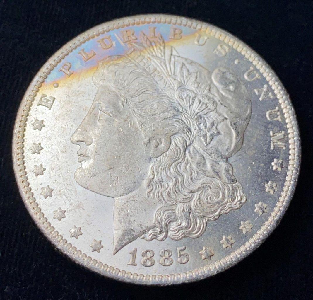 1885-O MORGAN SILVER DOLLAR MS64 MAGIC RAINBOW COLOR (1 of 7)