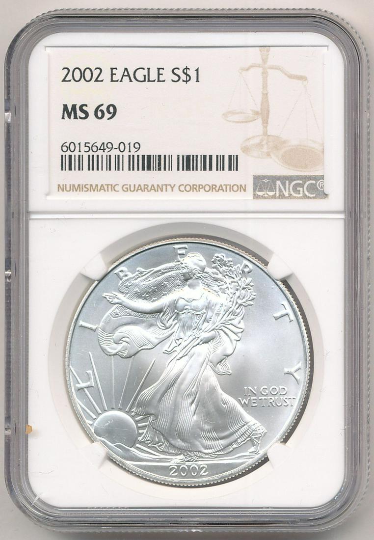 2002 AMERICAN SILVER EAGLE NGC MS69 (1 of 2)
