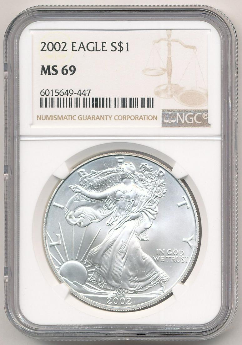 2002 AMERICAN SILVER EAGLE NGC MS69 (1 of 2)