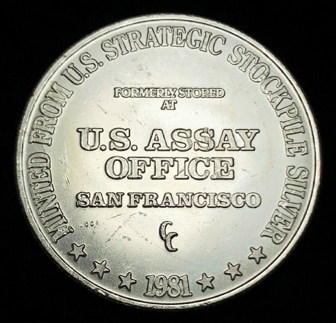 VINTAGE 1981 U.S ASSAY SAN FRANCISCO SILVER ROUND (1 of 2)