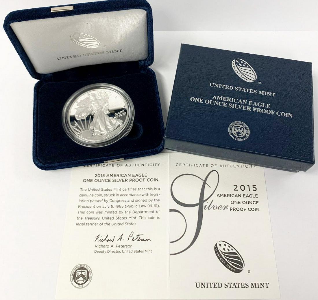 2015 PROOF AMERICAN SILVER EAGLE + BOX & COA OGP (1 of 6)