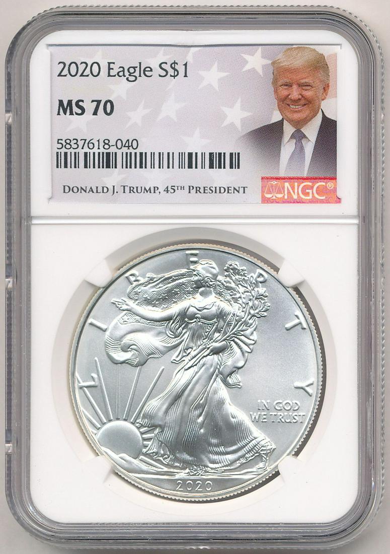 2020 DONALD J. TRUMP SILVER EAGLE NGC MS70 (1 of 2)
