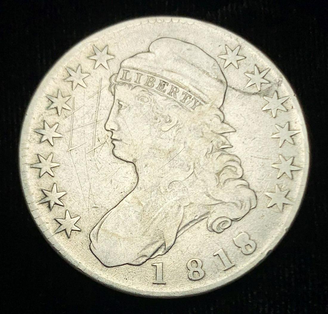 1818 CAPPED BUST HALF DOLLAR RARE FINE/VERY FINE (1 of 2)