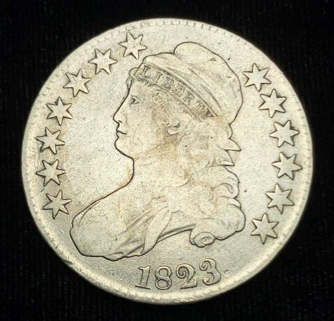 1823 CAPPED BUST HALF DOLLAR RARE FINE/VERY FINE (1 of 2)