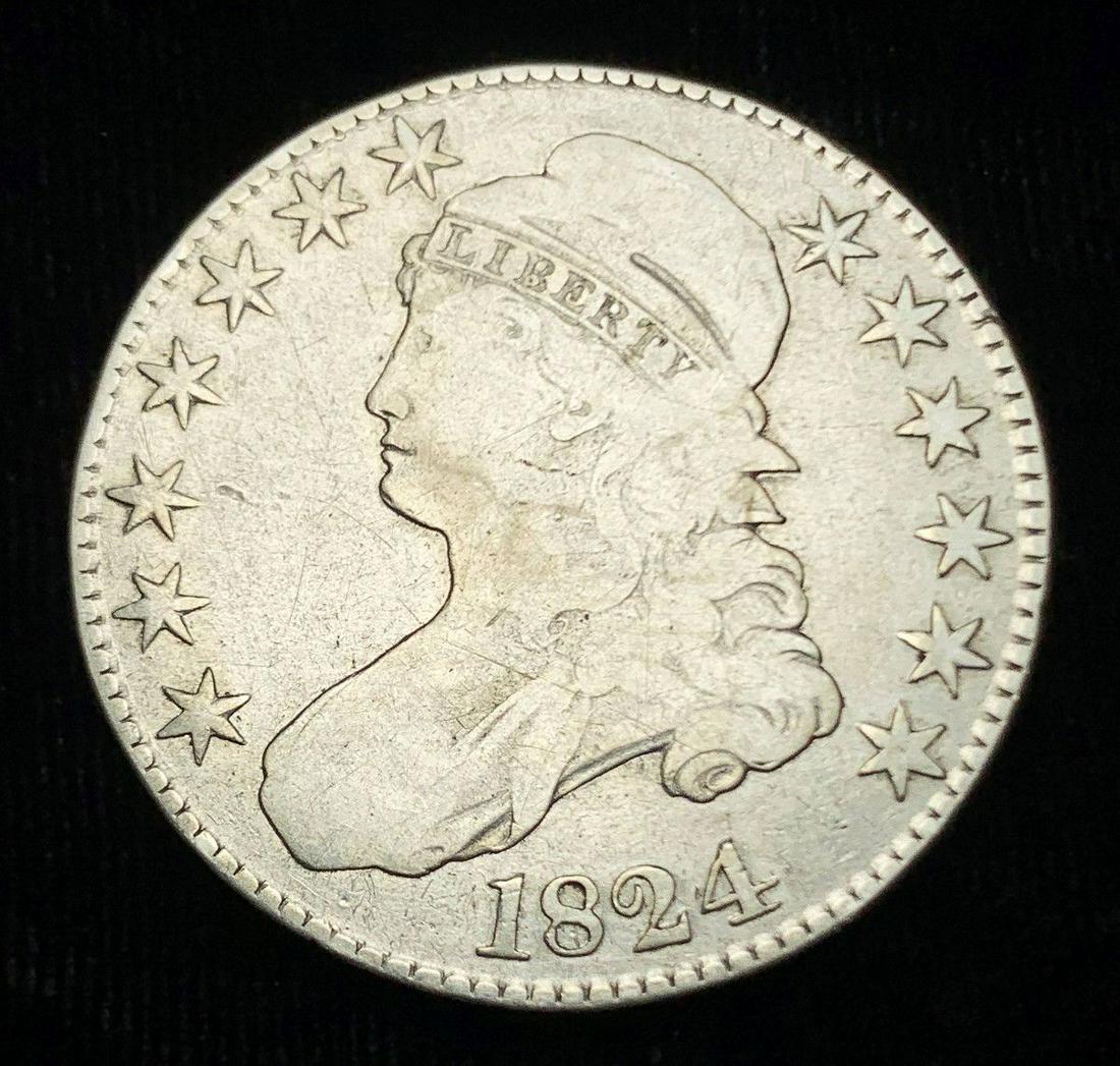 1824 CAPPED BUST HALF DOLLAR RARE FINE/VERY FINE (1 of 2)