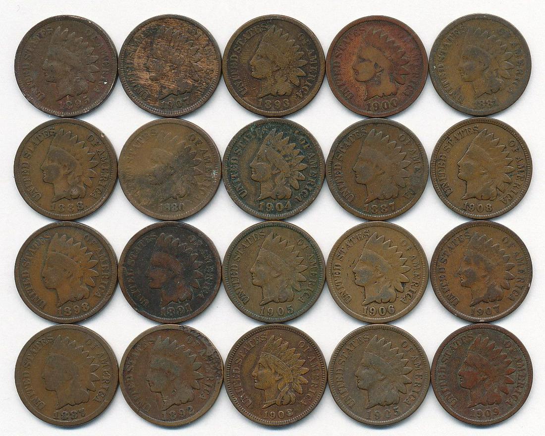 ROLL (20) INDIAN HEAD CENTS (1880-1909) (1 of 6)