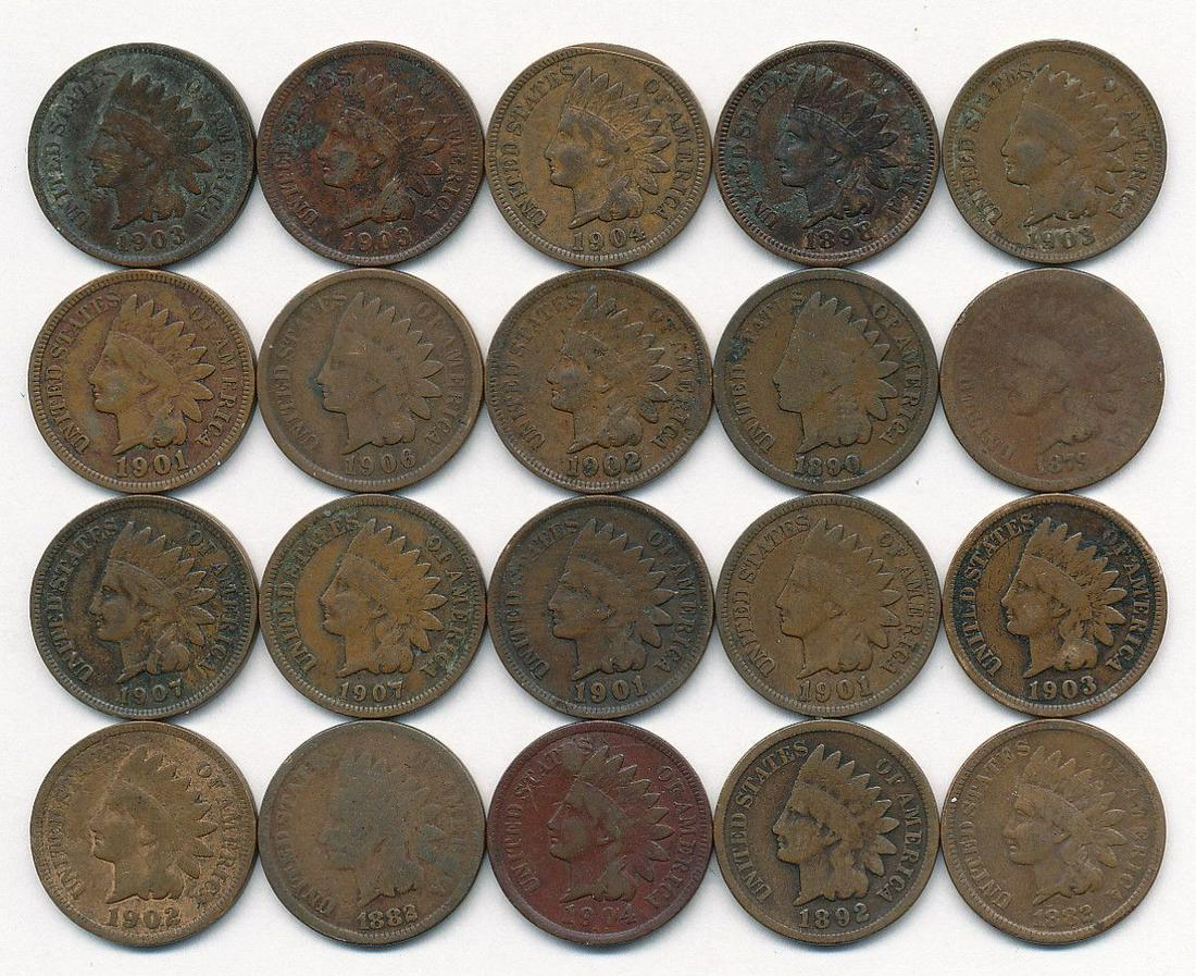 ROLL (20) INDIAN HEAD CENTS (1879-1906) (1 of 6)