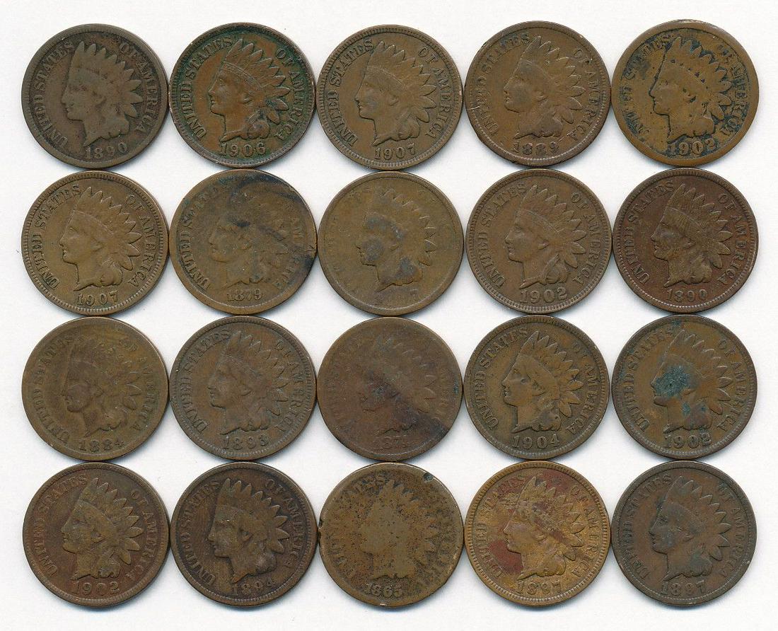 ROLL (20) INDIAN HEAD CENTS (1865-1907) (1 of 6)