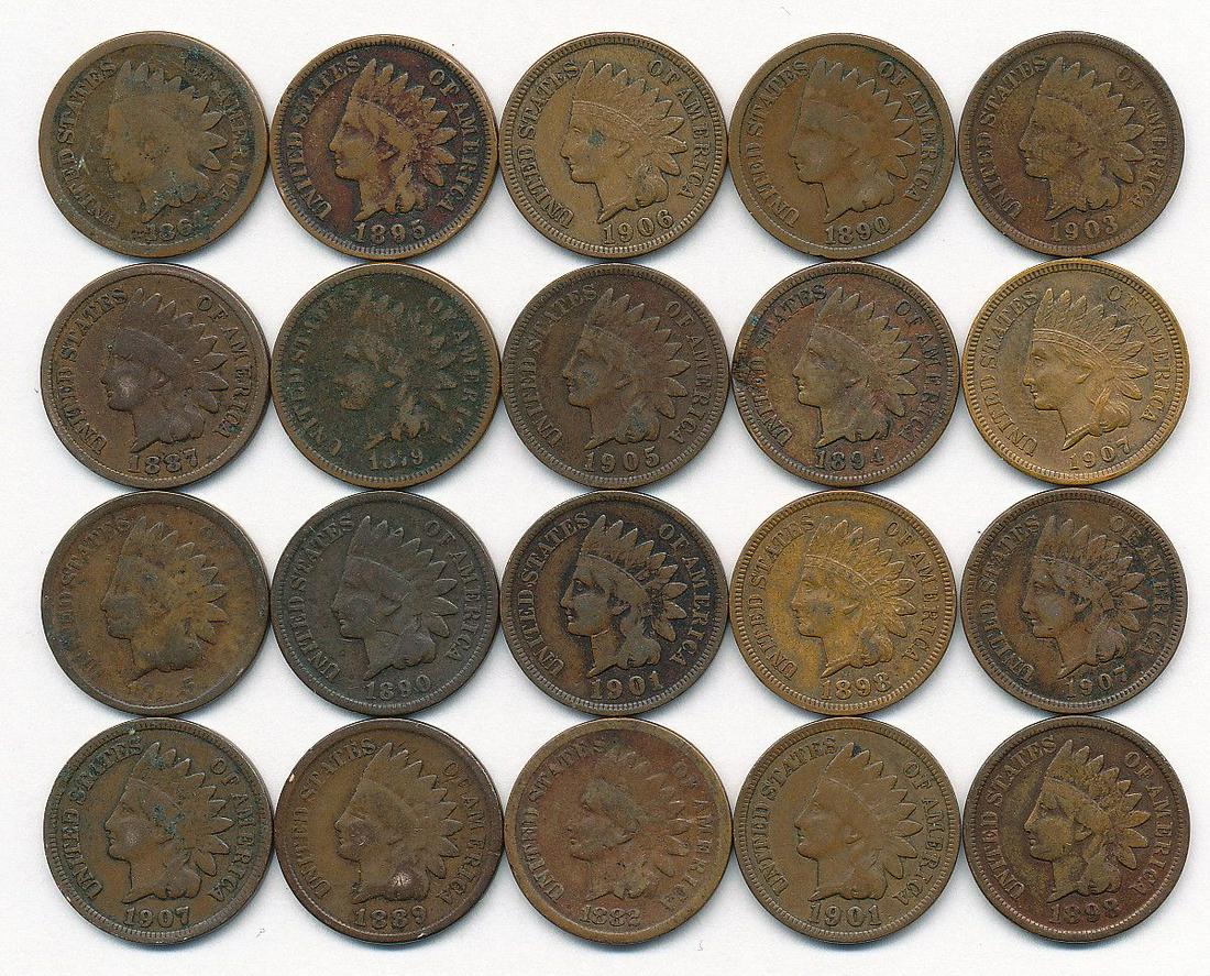 ROLL (20) INDIAN HEAD CENTS (1864-1907) (1 of 6)