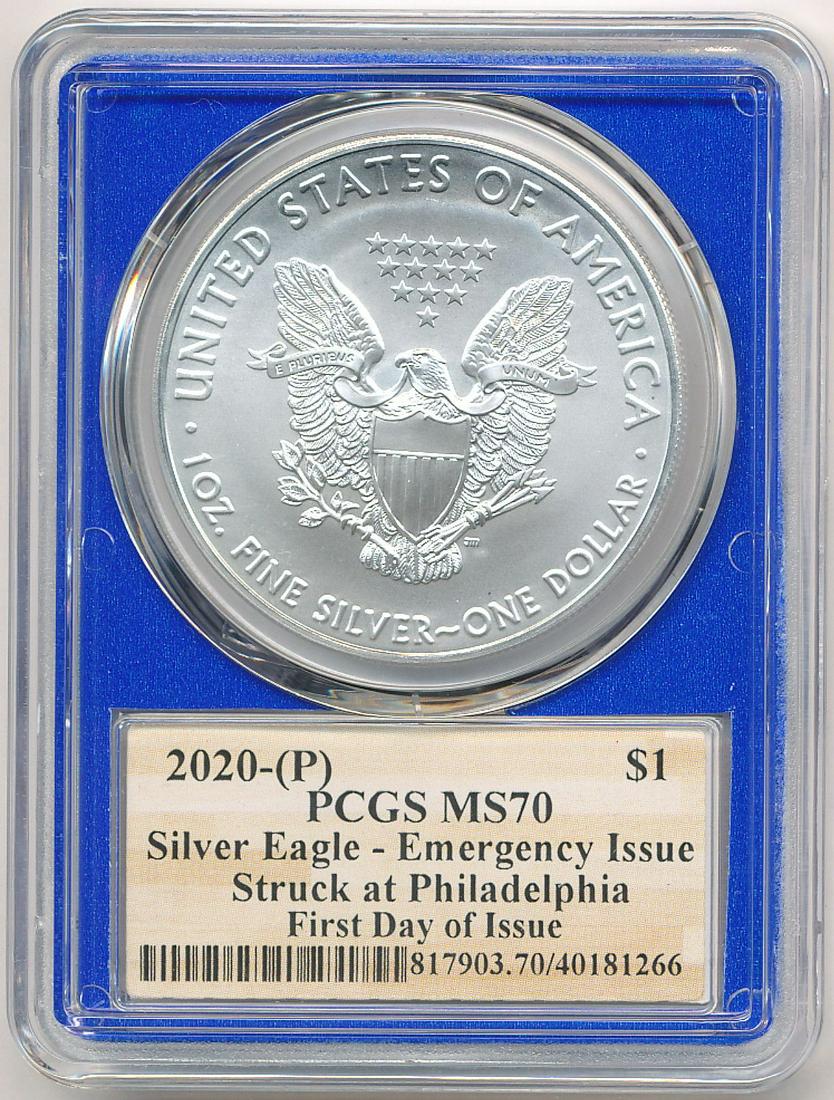 2020-P PCGS MS70 SILVER EAGLE EMERGENCY ISSUE (1 of 2)