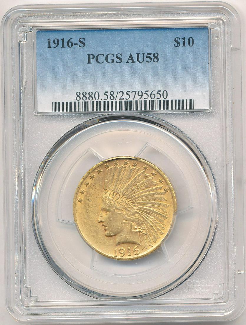 1916-S $10 INDIAN GOLD PCGS AU58 RARE DATE (1 of 2)
