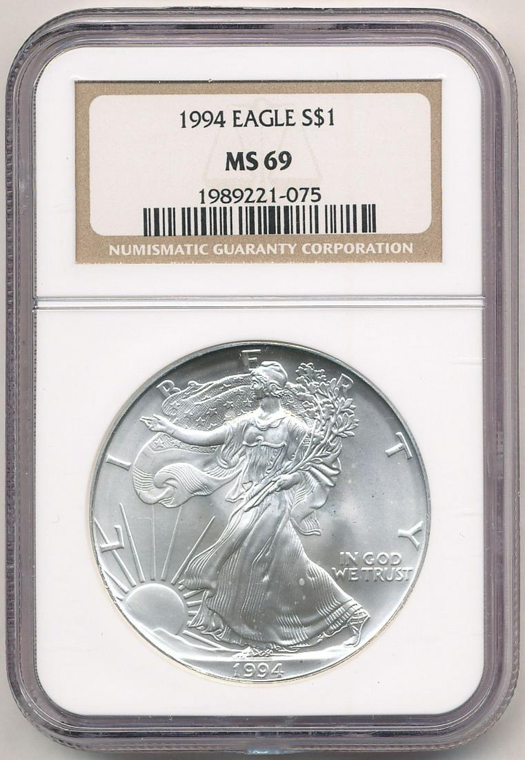 1994 AMERICAN SILVER EAGLE NGC MS69 (1 of 2)