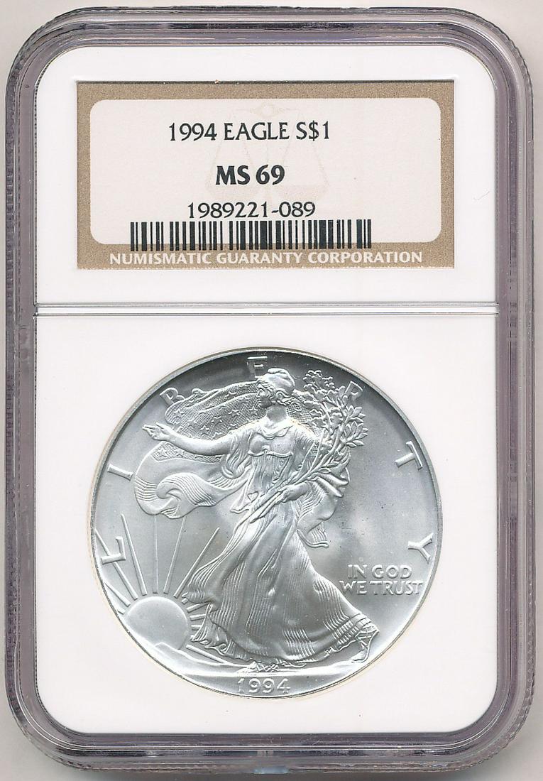 1994 AMERICAN SILVER EAGLE NGC MS69 (1 of 2)