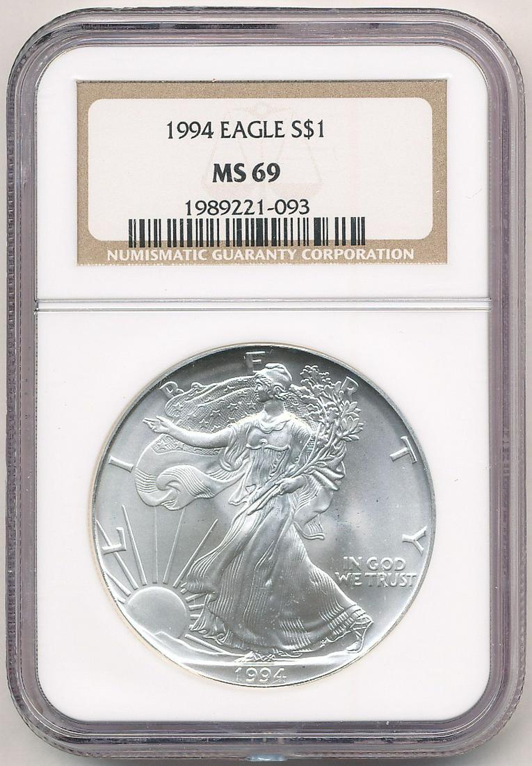 1994 AMERICAN SILVER EAGLE NGC MS69 (1 of 2)