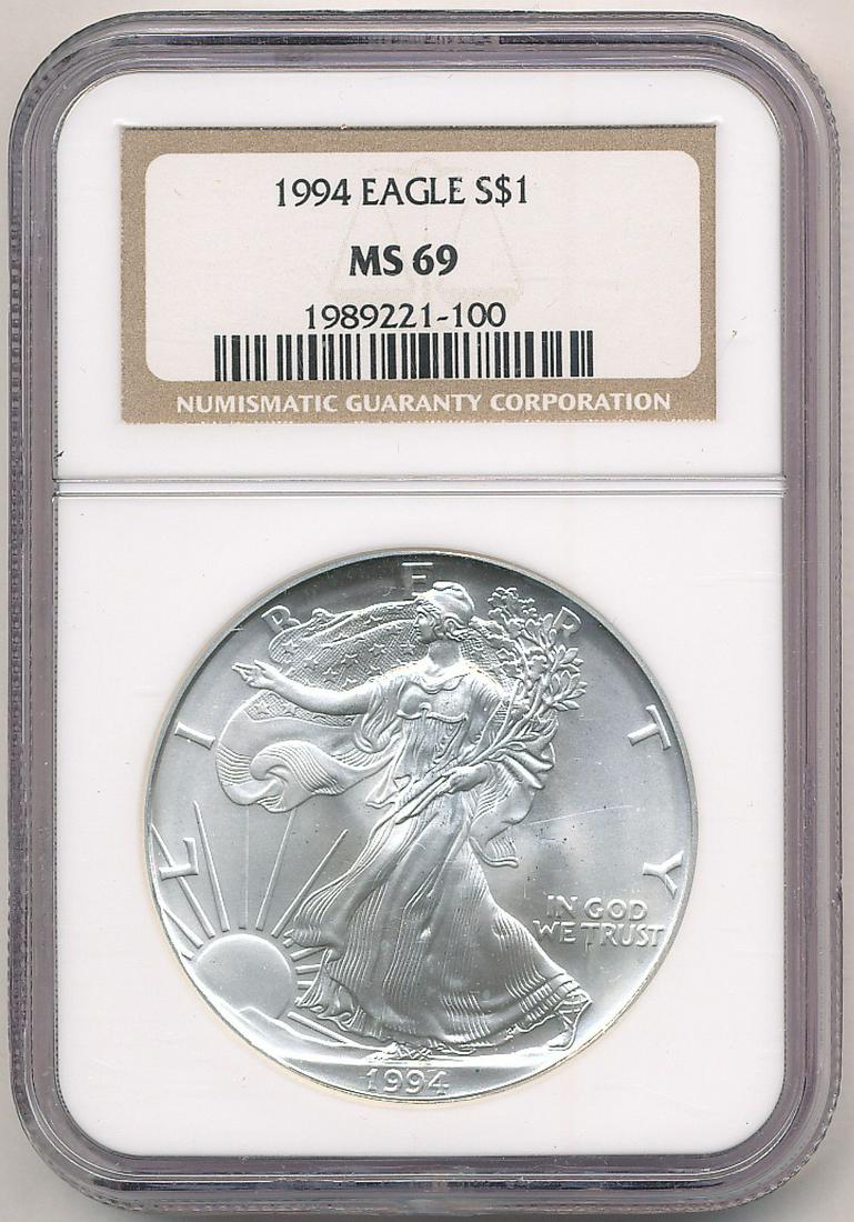1994 AMERICAN SILVER EAGLE NGC MS69 (1 of 2)