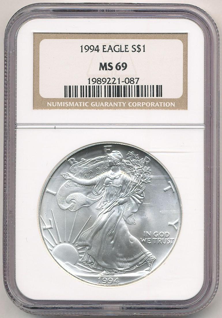 1994 AMERICAN SILVER EAGLE NGC MS69 (1 of 2)