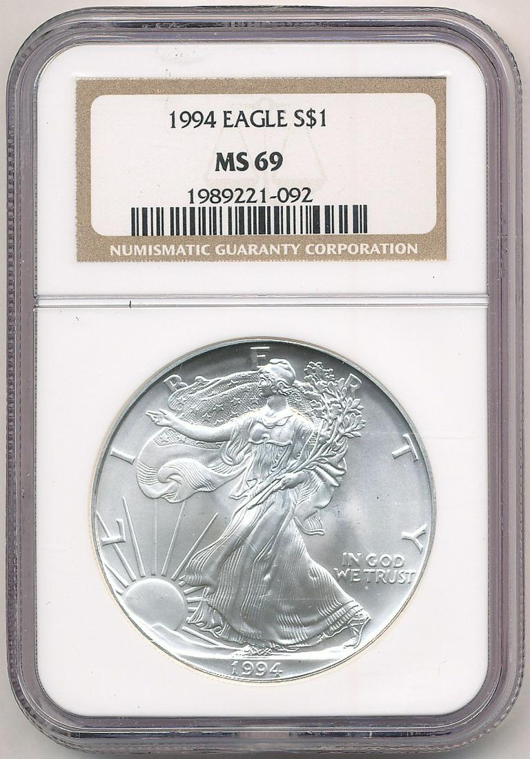 1994 AMERICAN SILVER EAGLE NGC MS69 (1 of 2)