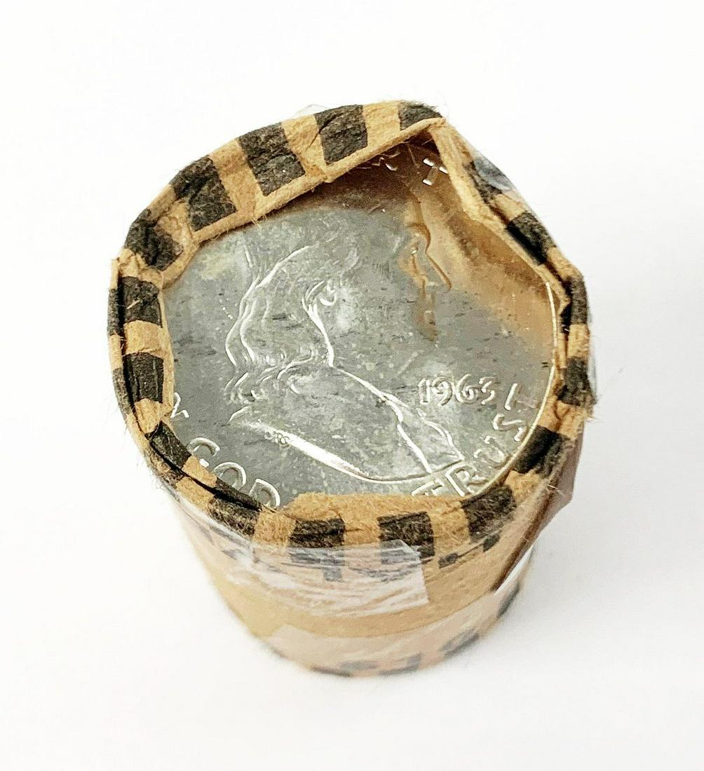 ORIGINAL PAPER WRAPPED 1963 BU FRANKLIN ROLL (20) COINS (1 of 3)
