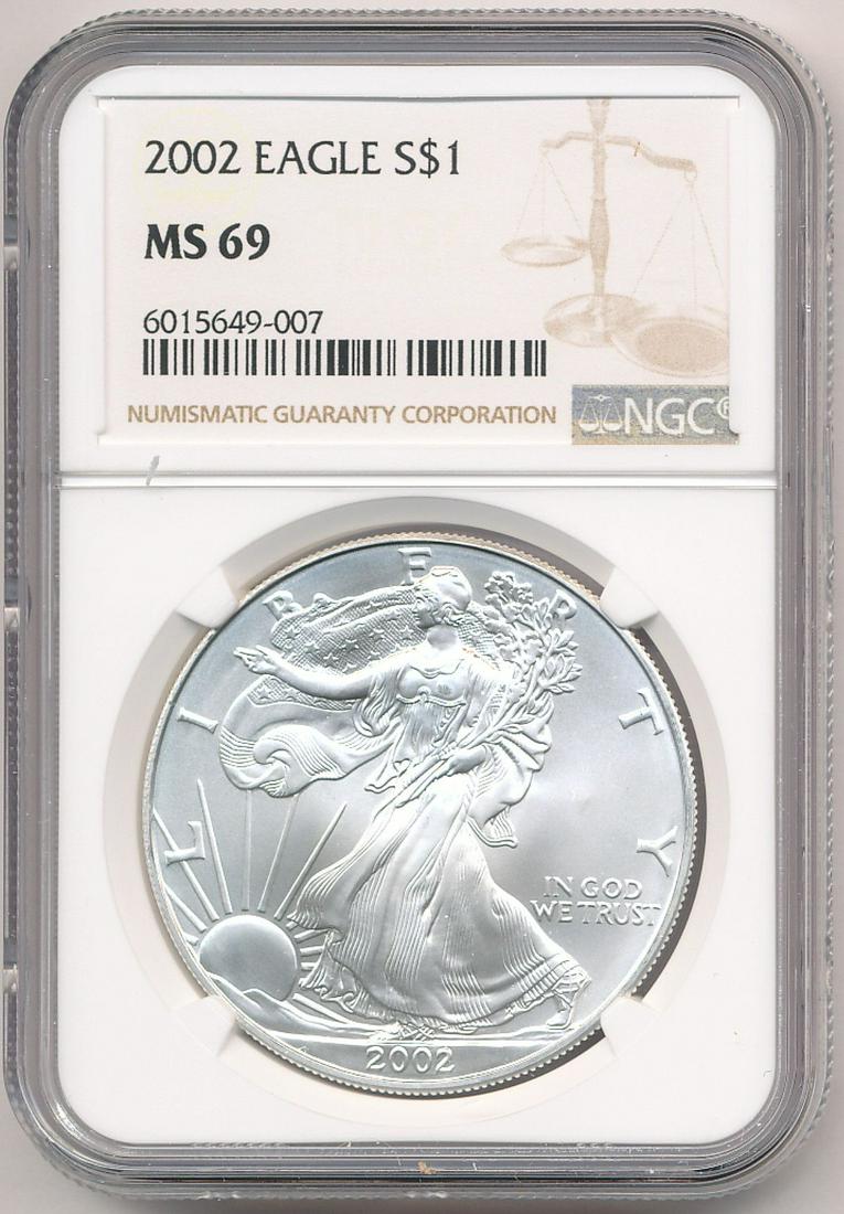 2002 SILVER EAGLE NGC MS69 (1 of 2)