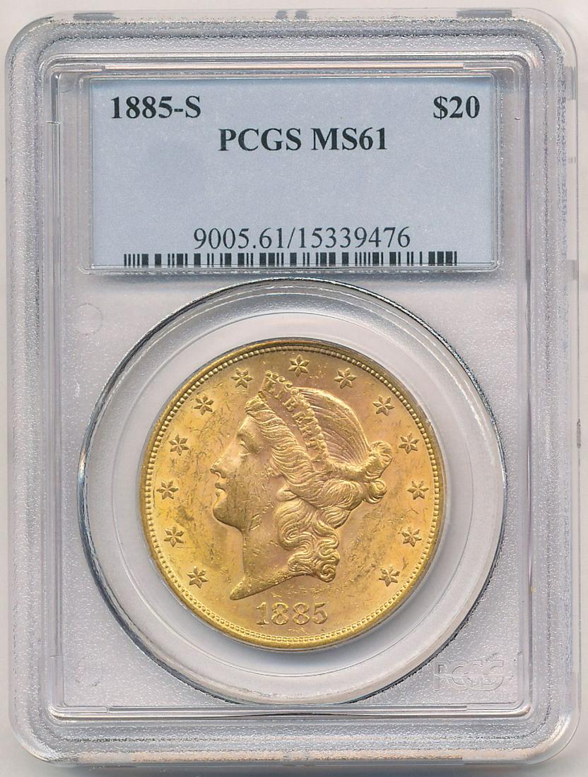 1885-S PCGS MS61 $20 LIBERTY GOLD (1 of 2)
