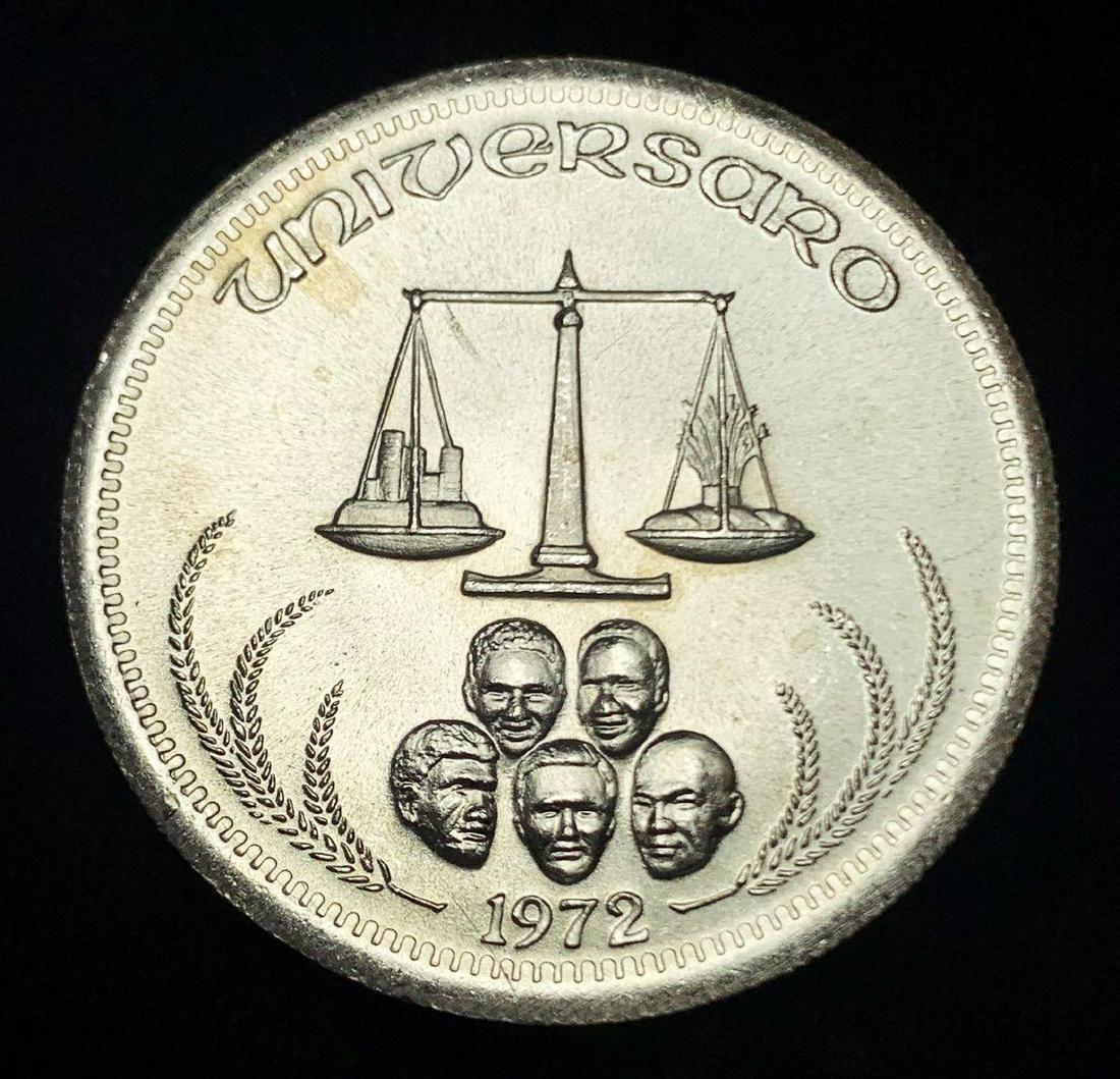 1972 Universaro World Trade 1 OZ .999 FINE SILVER: WINNER SHALL RECEIVE THE EXACT COIN SHOWN HERE