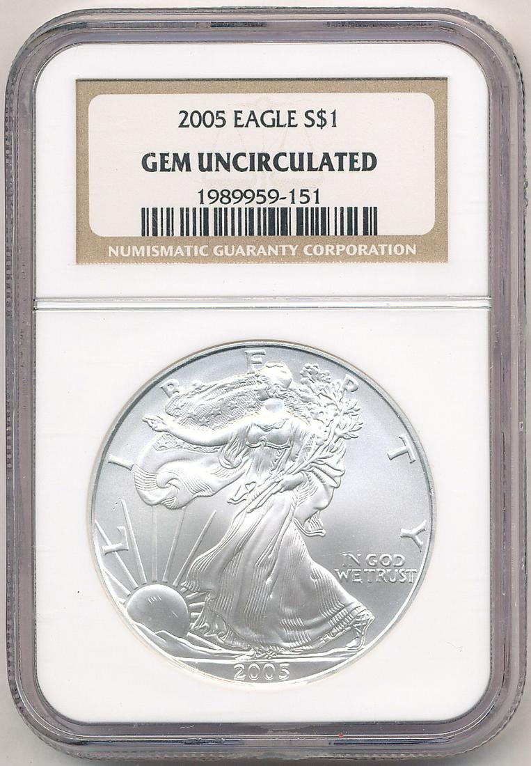 2005 Gem Uncirculated American Silver Eagle NGC (1 of 2)