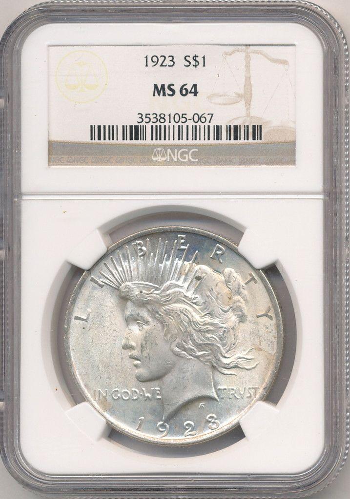 1923 US PEACE SILVER DOLLAR NGC MS64 (1 of 2)