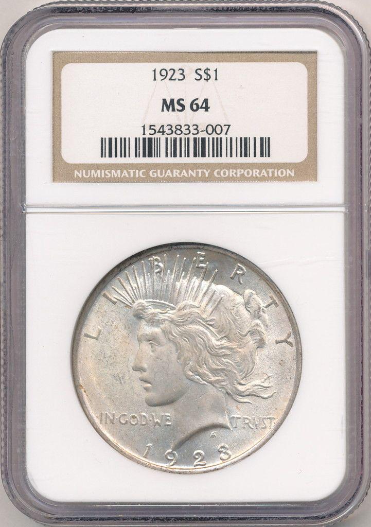 1923 US PEACE SILVER DOLLAR NGC MS64 (1 of 2)