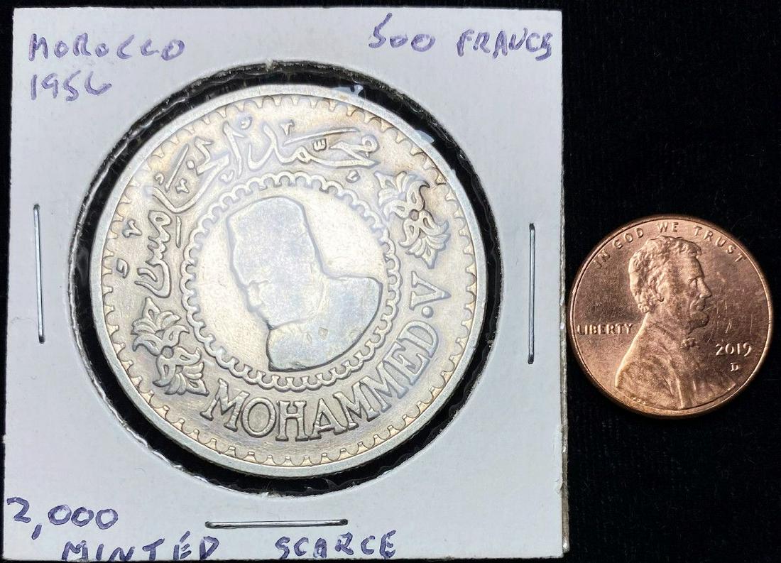 1956 Morocco 500 Franks 2,000 Minted Scarce Silver (1 of 3)