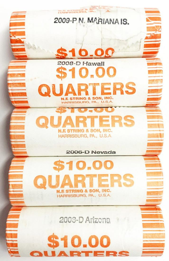 Bank Wrapped BU Rare 25C $50 Face: WINNER SHALL RECEIVE THE EXACT (5) ROLLS OF QUARTERS SHOWN HERE
