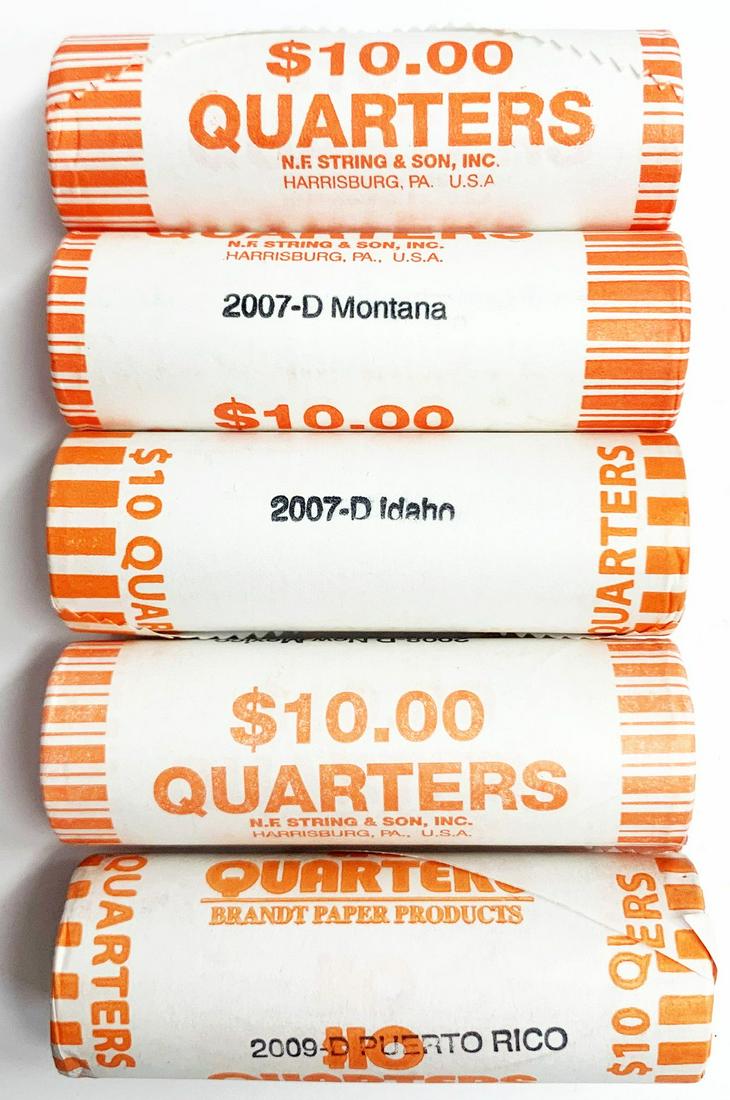Bank Wrapped BU Rare 25C $50 Face: WINNER SHALL RECEIVE THE EXACT (5) ROLLS OF QUARTERS SHOWN HERE