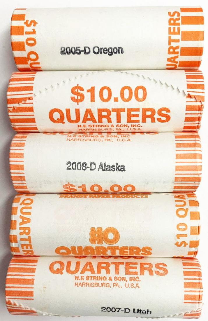 Bank Wrapped BU Rare 25C $50 Face: WINNER SHALL RECEIVE THE EXACT (5) ROLLS OF QUARTERS SHOWN HERE