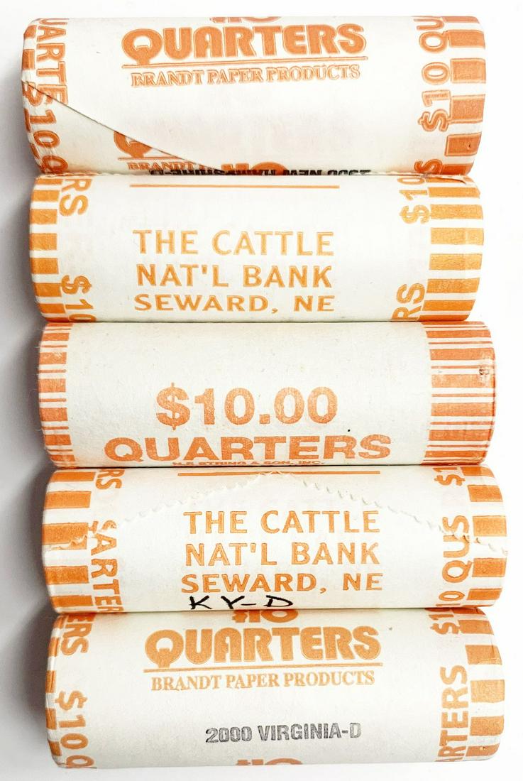 Bank Wrapped BU Rare 25C $50 Face: WINNER SHALL RECEIVE THE EXACT (5) ROLLS OF QUARTERS SHOWN HERE