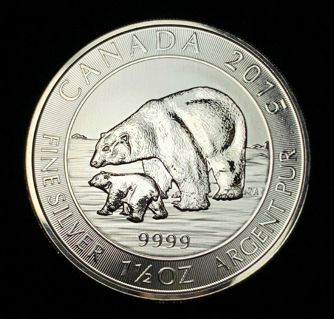 1.5 OZ 2015 POLAR BEAR SILVER CANADIAN MAPLE LEAF: WINNER SHALL RECEIVE THE COIN PRECISELY RESEMBLING THE COIN SHOWN HERE